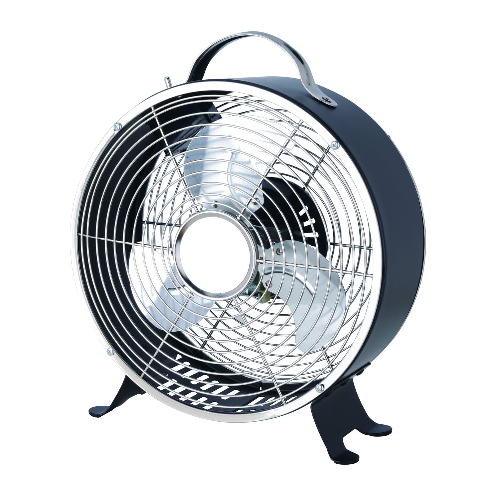 8" Retro Metal Desk Fan – Silent Running, 3 Speeds, Carry Handle, Vintage Design