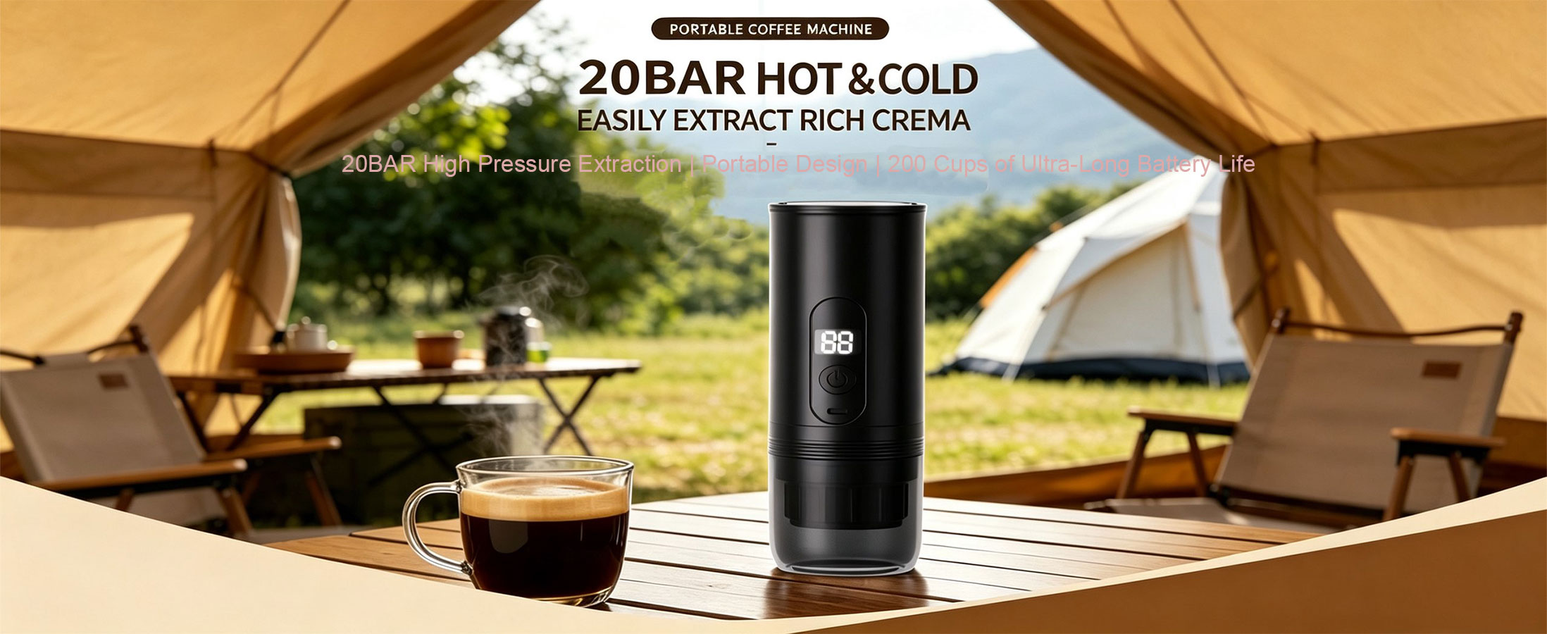 100W Fast Heating Portable Espresso – Ice Water Brew Ready in 150 Seconds