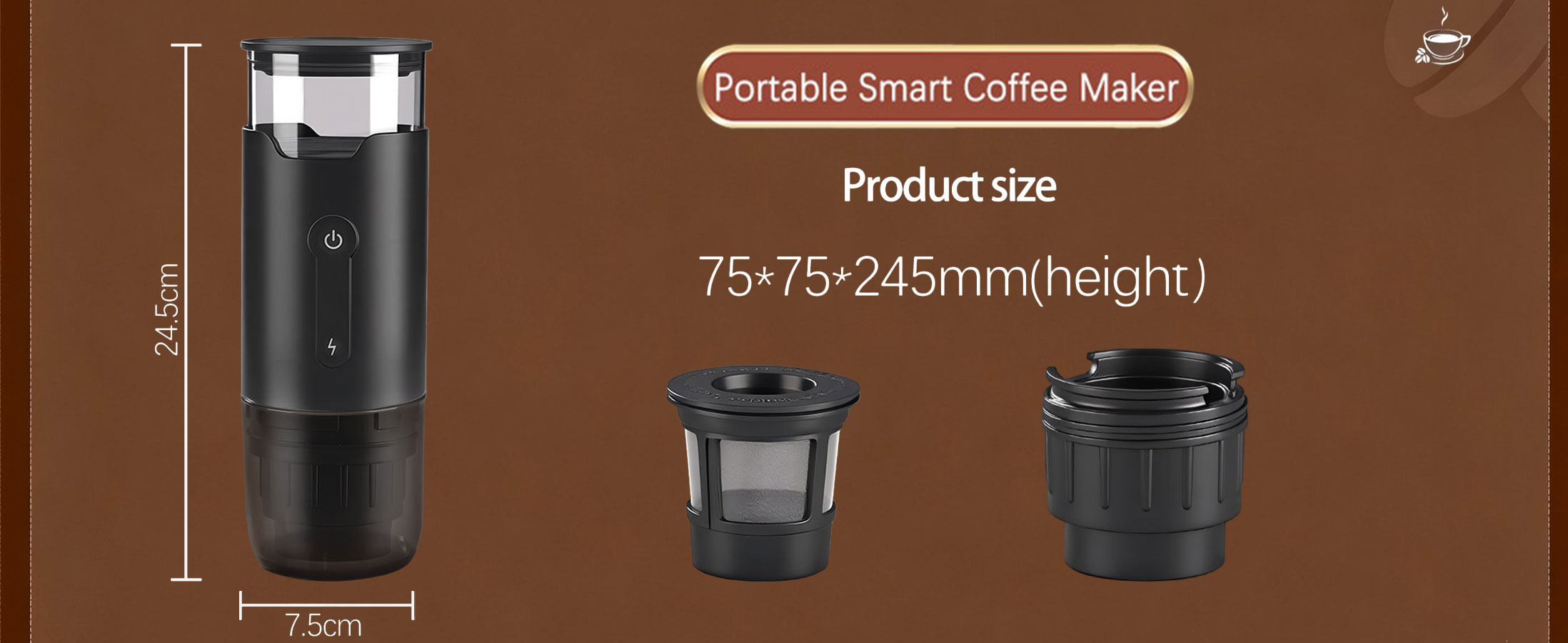 2-in-1 Portable Coffee Maker – Works with KCup Pods & Ground Coffee