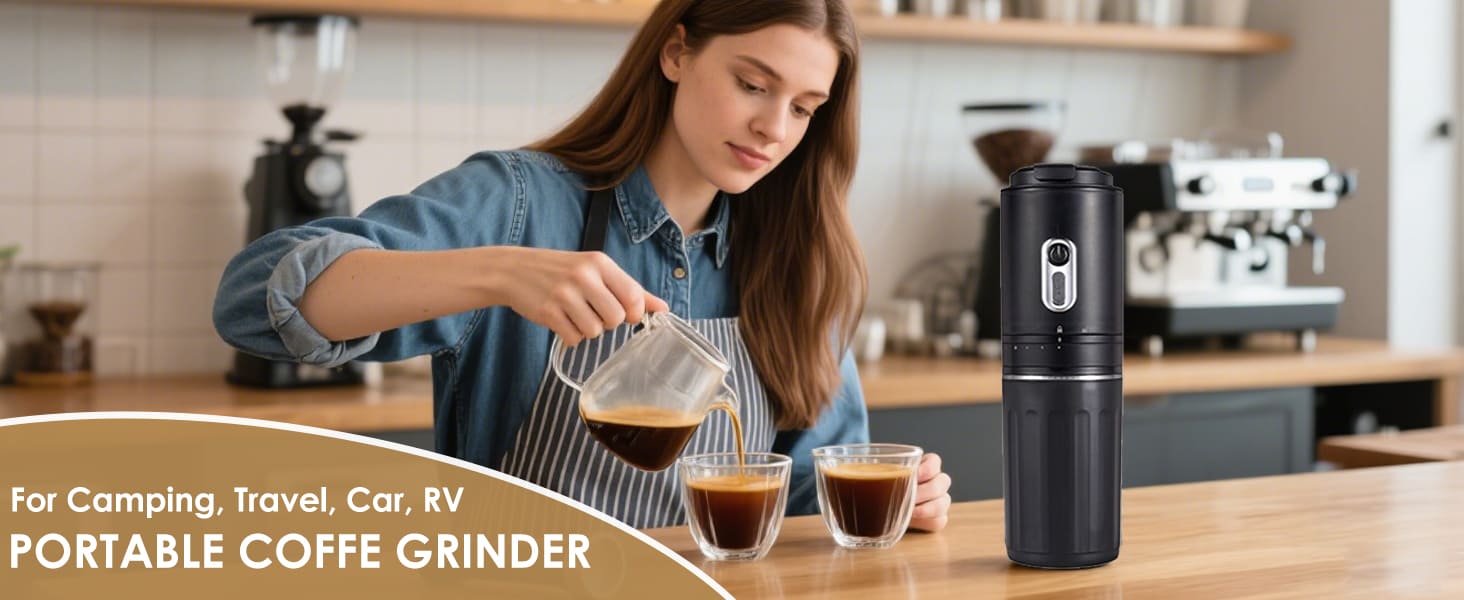 7‑Grind Portable Coffee Grinder with Mug – All-in-One Travel Brew System