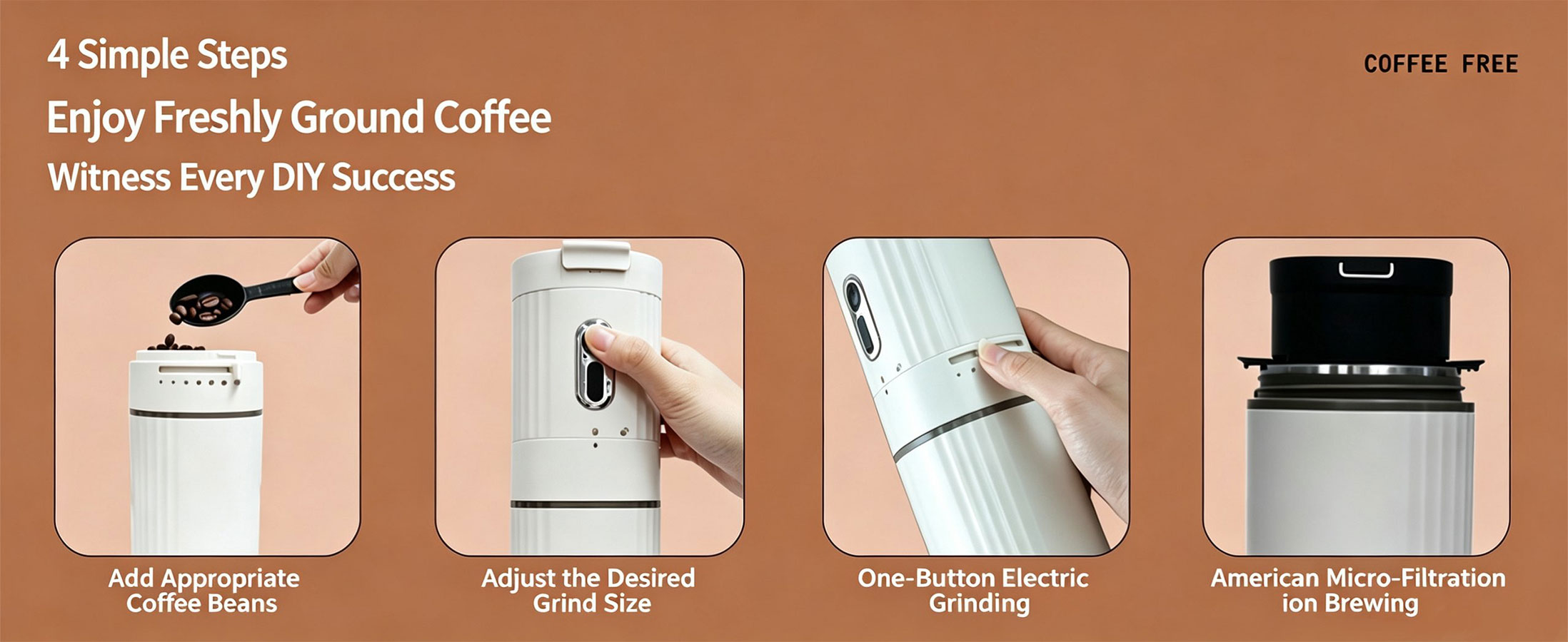 Wireless Portable Coffee Maker – 7‑Grind Settings, Integrated Grinder & Brewer
