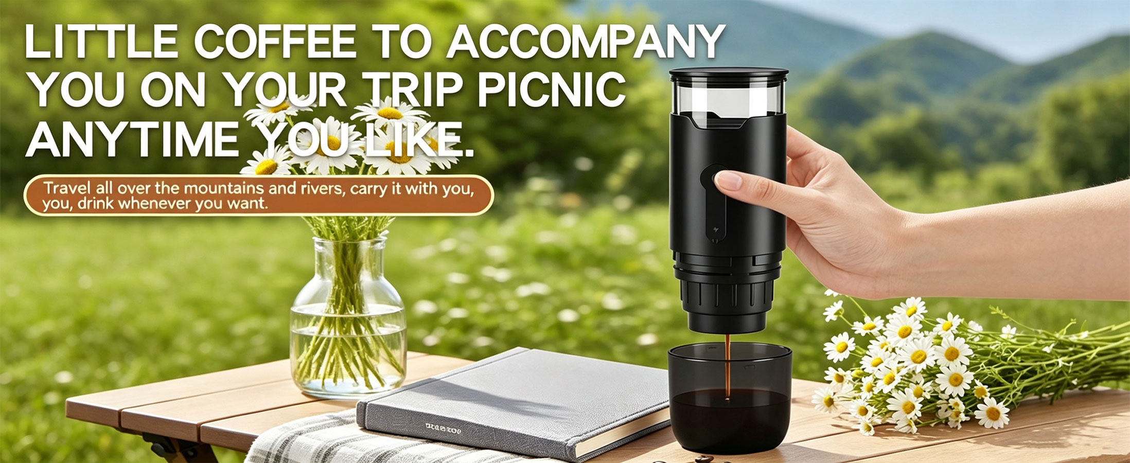 2-in-1 Portable Coffee Maker – Works with KCup Pods & Ground Coffee